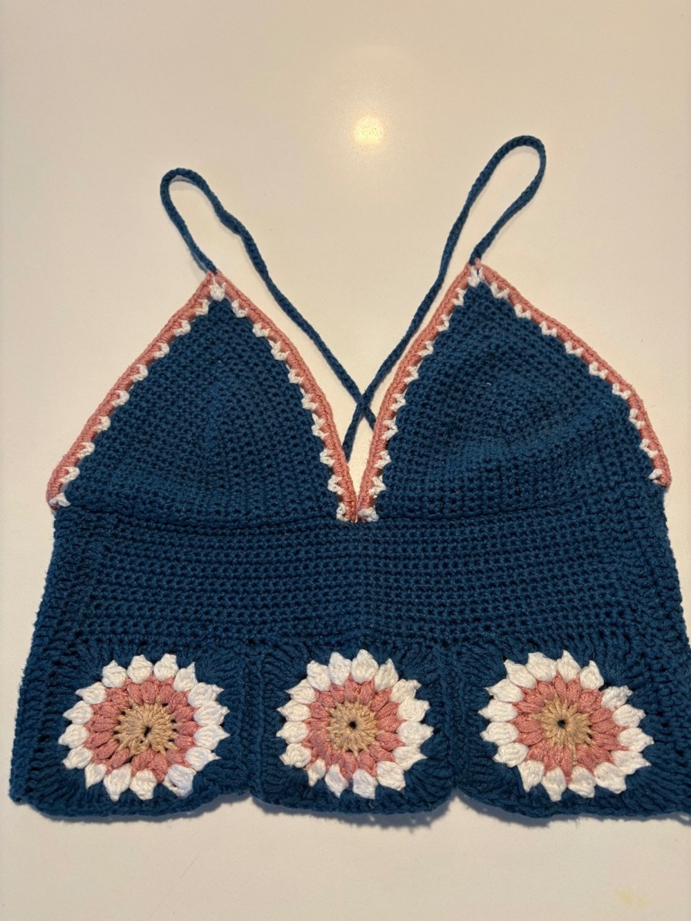 Dark Blue Crochet Crop Top